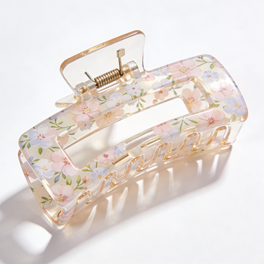 Floral Print Clear Hair Claw Clip
