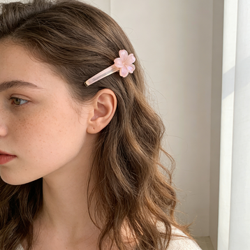 Pink Cherry Blossom Resin Hair Clip