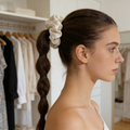 Champagne Satin Rhinestone Lace Scrunchie